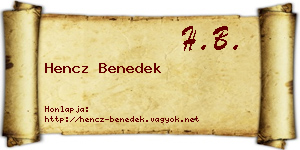 Hencz Benedek névjegykártya